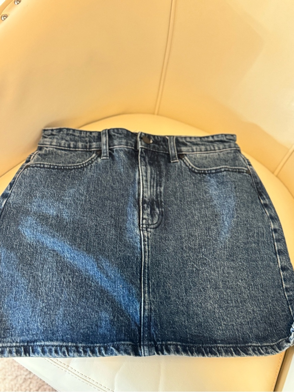 Dark Blue Denim Mini Skirt — Classic A-Line